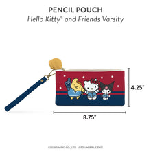 Load image into Gallery viewer, Hello Kitty and Friends Varsity Pencil Pouch with Wrist Strap &amp; Decorative Pull
