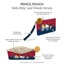 Load image into Gallery viewer, Hello Kitty and Friends Varsity Pencil Pouch with Wrist Strap &amp; Decorative Pull
